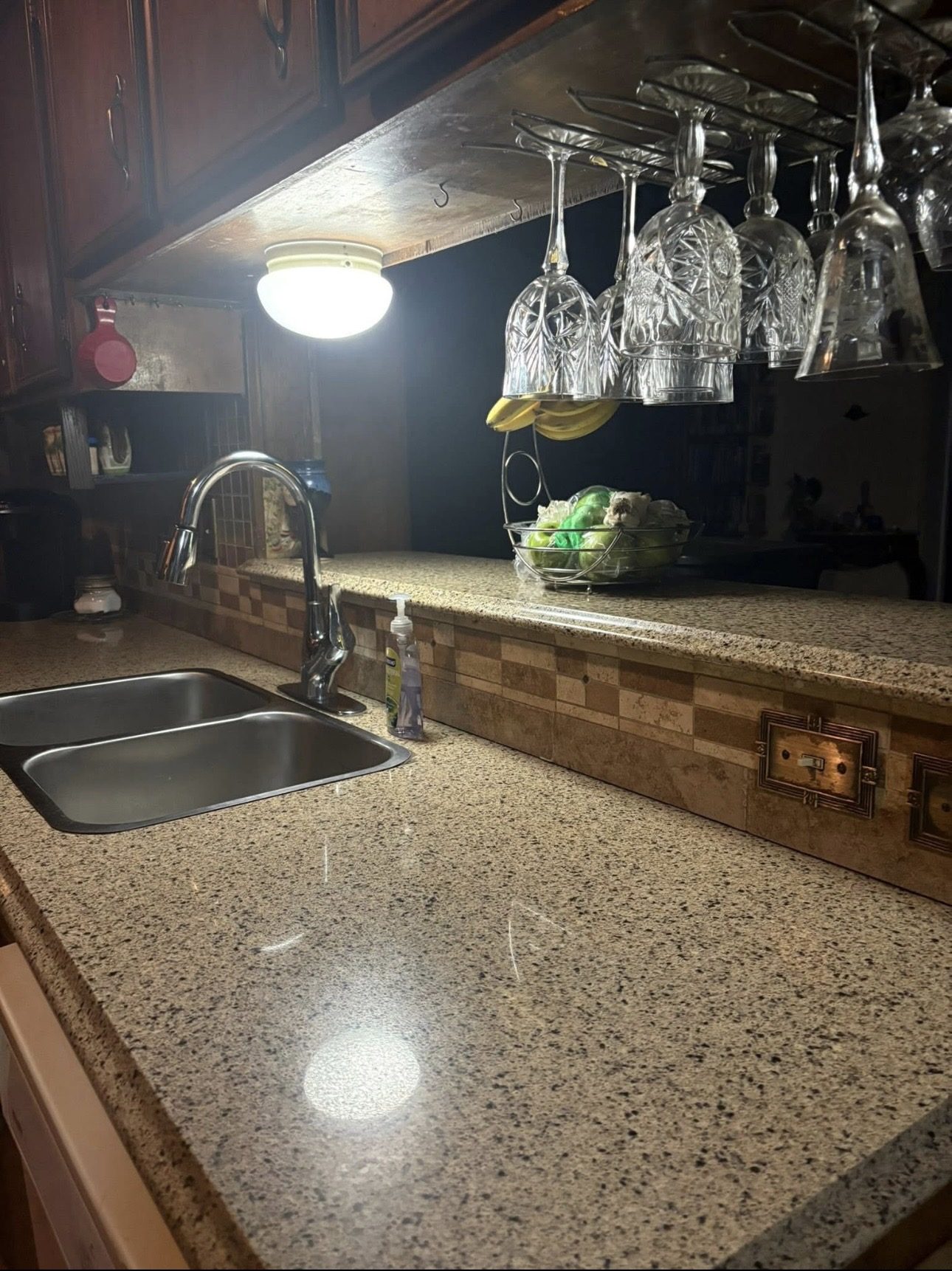 Kitchen sink and counter after cleaning
